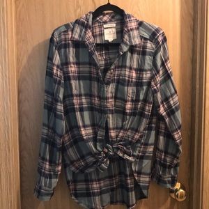 Army green boyfriend fit flannel